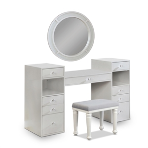 furniture of america sparke wood 3-piece vanity set with led in luminous white