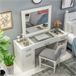 Furniture of America Lund Glam Wood 3-Piece Vanity Set with LED in White