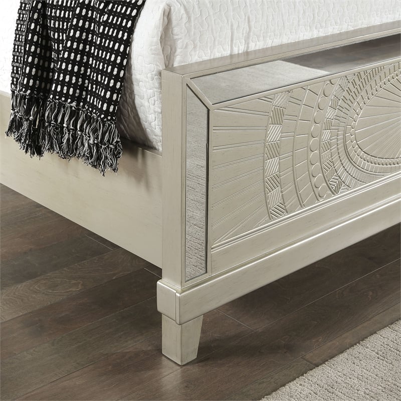 FOA Suie Glam 3-Piece Gold Champagne Wood Bedroom Set - Queen + 2 Nightstands