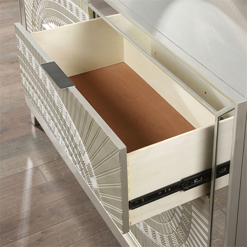 FOA Suie Glam 3-Piece Gold Champagne Wood Bedroom Set - Queen + 2 Nightstands