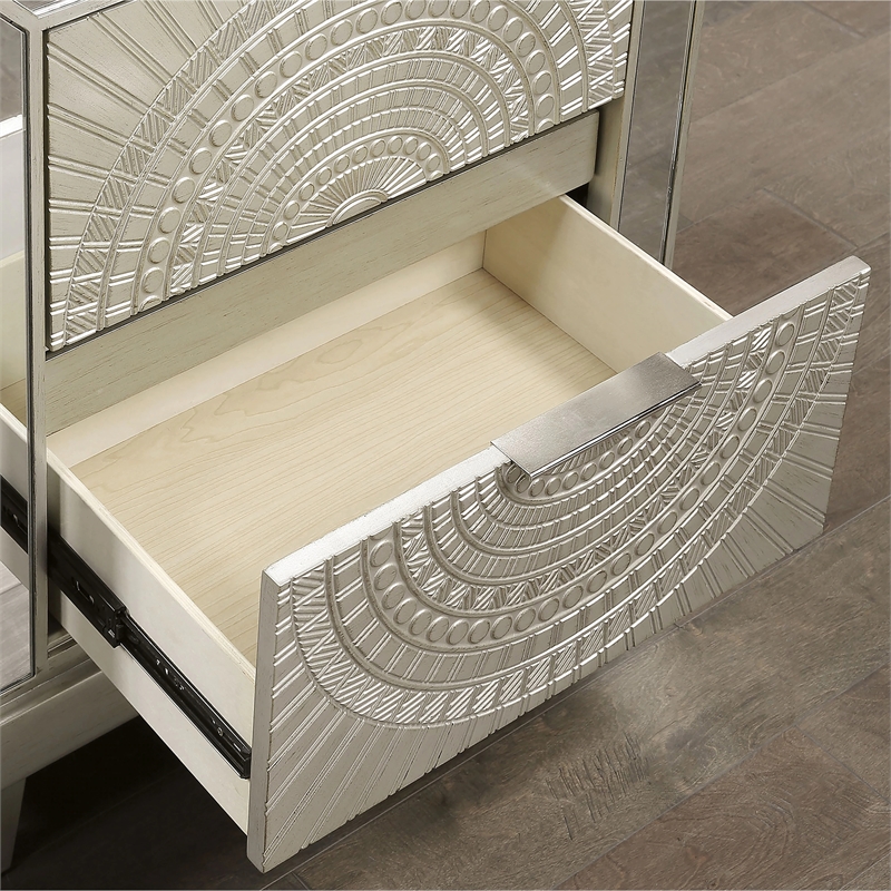 FOA Suie Glam 3-Piece Gold Champagne Wood Bedroom Set - Queen + 2 Nightstands