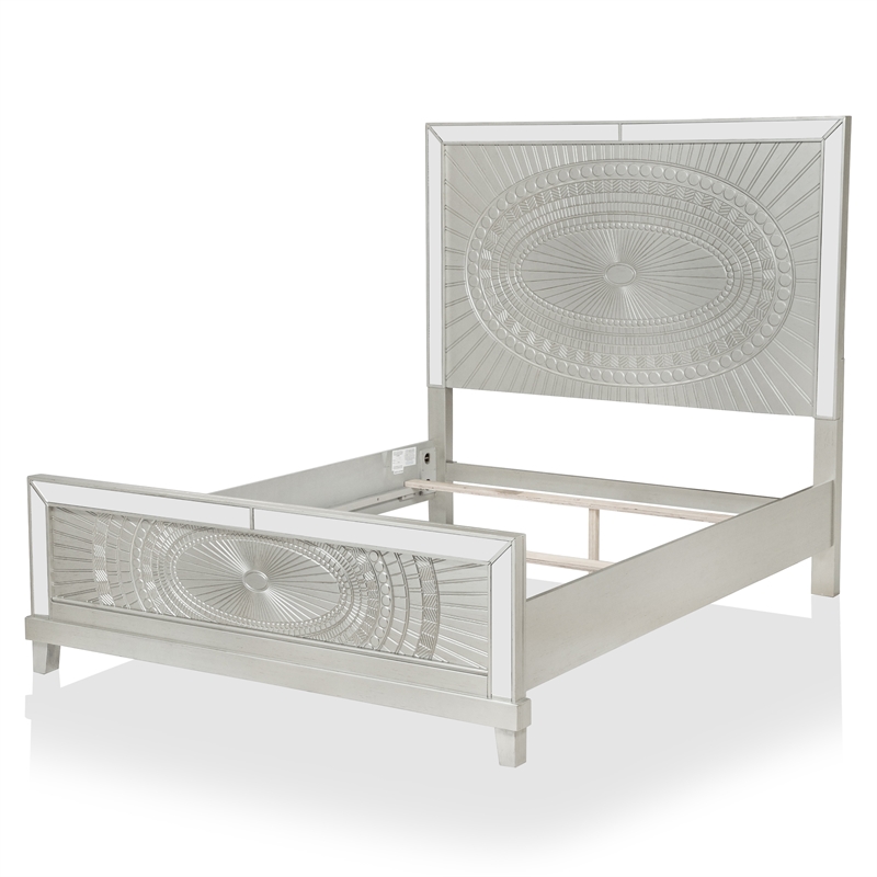 FOA Suie Glam 3-Piece Gold Champagne Wood Bedroom Set - Queen + 2 Nightstands