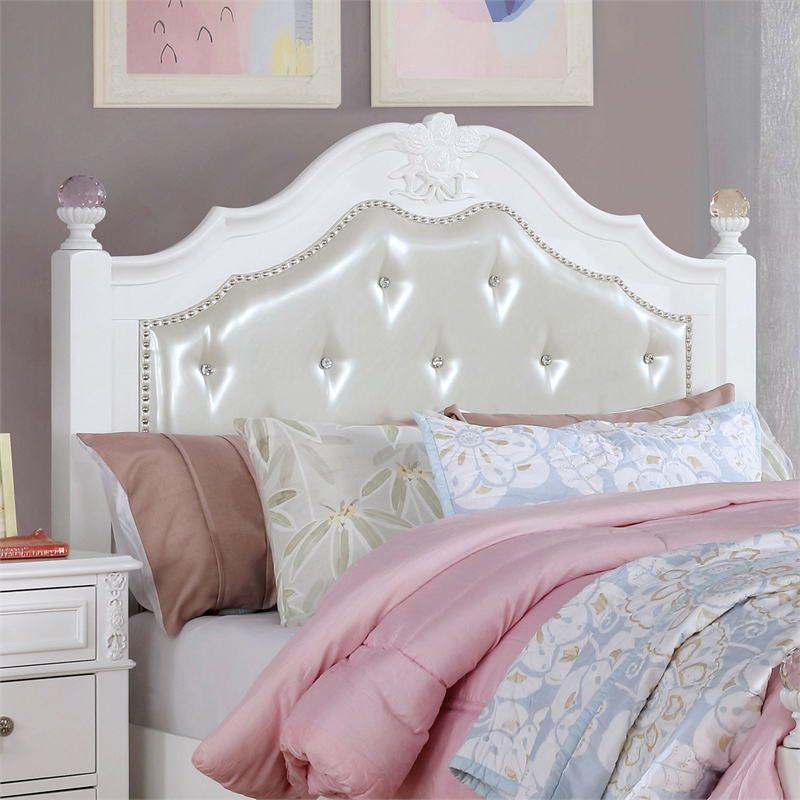 FOA Mondu 5pc White Wood Bedroom Set - Full + 2 Nightstands + Dresser + Mirror