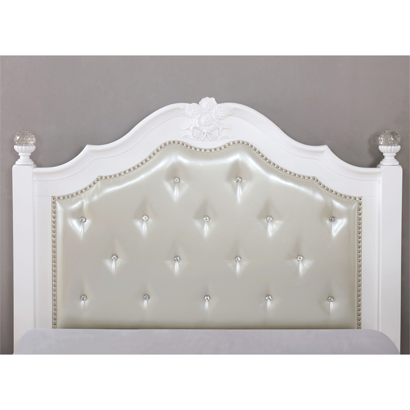 FOA Mondu 5pc White Wood Bedroom Set - Full + 2 Nightstands + Dresser + Mirror