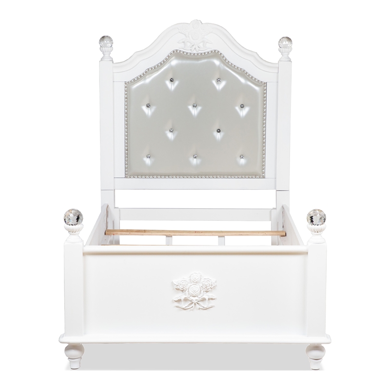 FOA Mondu 5pc White Wood Bedroom Set - Full + 2 Nightstands + Dresser + Mirror