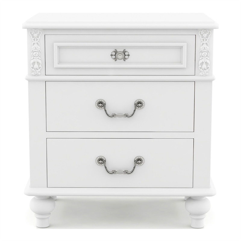 FOA Mondu 5pc White Wood Bedroom Set - Full + 2 Nightstands + Dresser + Mirror