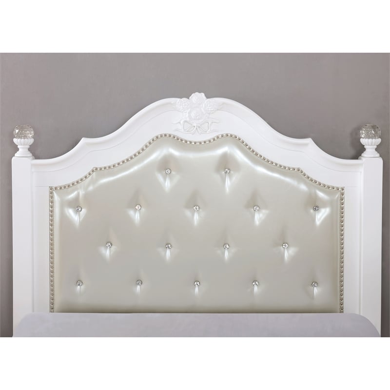FOA Mondu 5pc White Wood Bedroom Set - Twin + 2 Nightstands + Dresser + Mirror