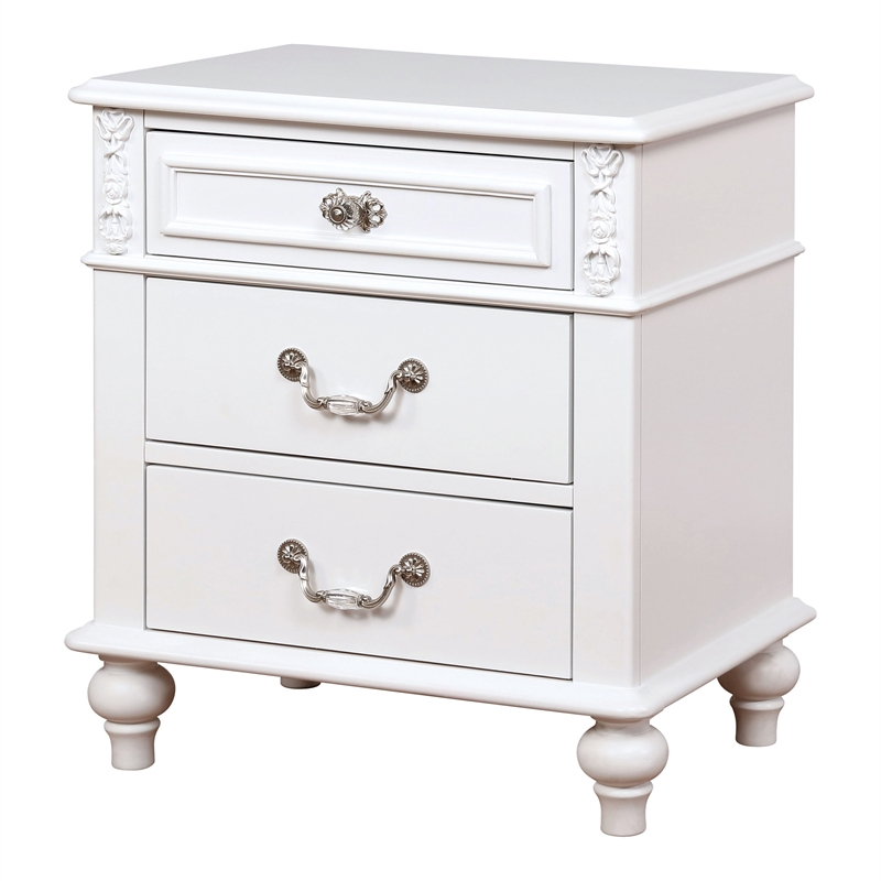 FOA Mondu 5pc White Wood Bedroom Set - Twin + 2 Nightstands + Dresser + Mirror
