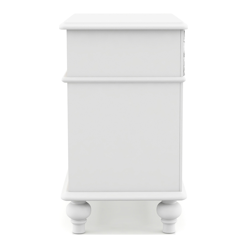 FOA Mondu 5pc White Wood Bedroom Set - Twin + 2 Nightstands + Dresser + Mirror