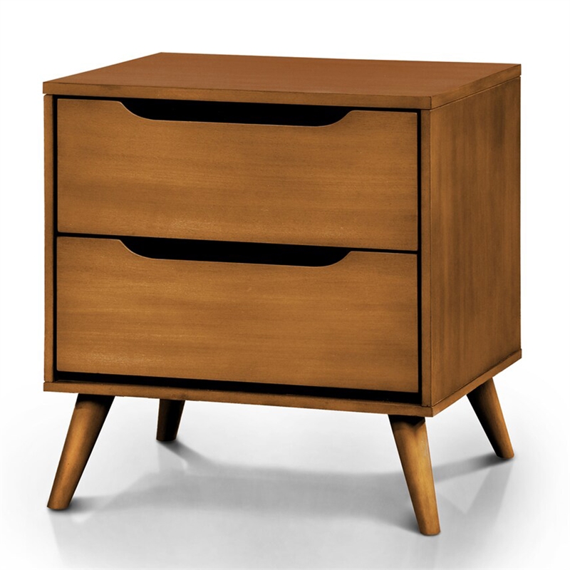 FOA Belkor 4pc Oak Wood Bedroom Set - King+Nightstand+ Dresser +Oval Mirror