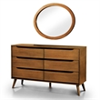 FOA Belkor 4pc Oak Wood Bedroom Set - King+Nightstand+ Dresser +Oval Mirror
