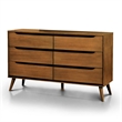 FOA Belkor 4pc Oak Wood Bedroom Set - King+Nightstand+ Dresser +Oval Mirror