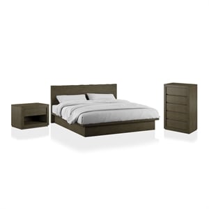 foa camile 3-piece walnut wood bedroom set - king + nightstand + chest