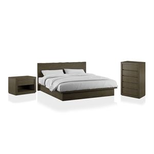 foa camile 3-piece walnut wood bedroom set - queen + nightstand + chest