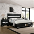 FOA Laren Contemporary 3-Piece Black Wood Bedroom Set - King + 2 Nightstands