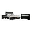 FOA Laren 3-Piece Black Wood Bedroom Set - King + Nightstand + Dresser