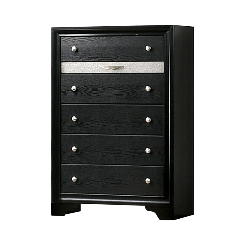 FOA Laren 3-Piece Black Wood Bedroom Set - King + Nightstand + Chest