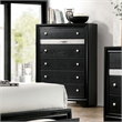 FOA Laren 3-Piece Black Wood Bedroom Set - King + Nightstand + Chest
