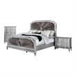 FOA Pappa Glam 3-Piece Silver Wood Bedroom Set - Queen + Nightstand + Chest
