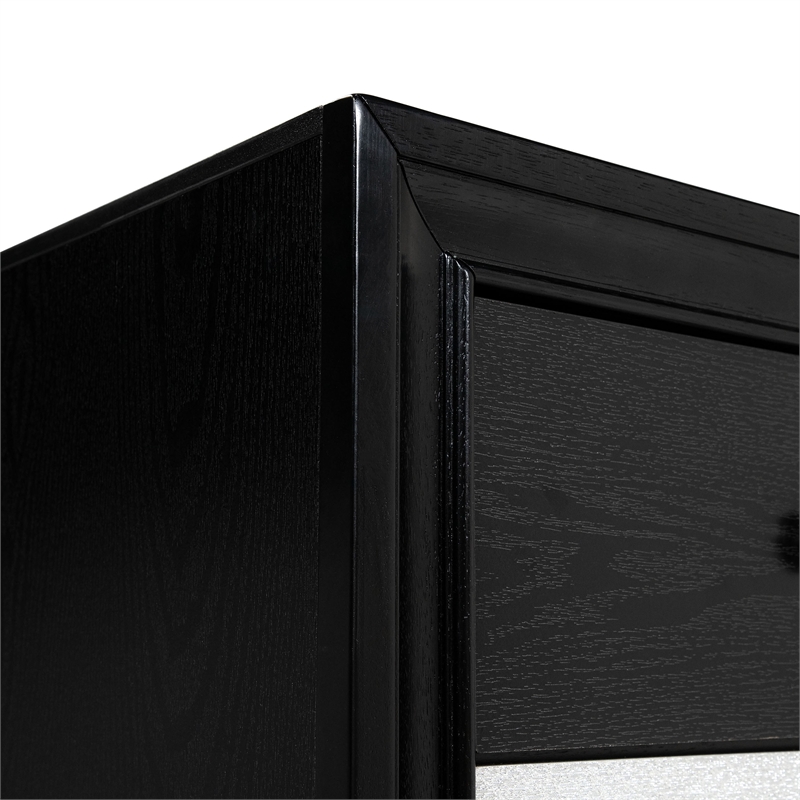 FOA Laren Contemporary 3-Piece Black Wood Bedroom Set - Queen + 2 Nightstands