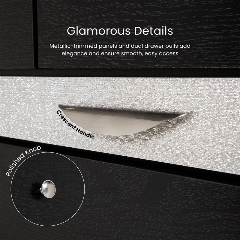 FOA Laren 3-Piece Black Wood Bedroom Set - Queen + Nightstand + Dresser