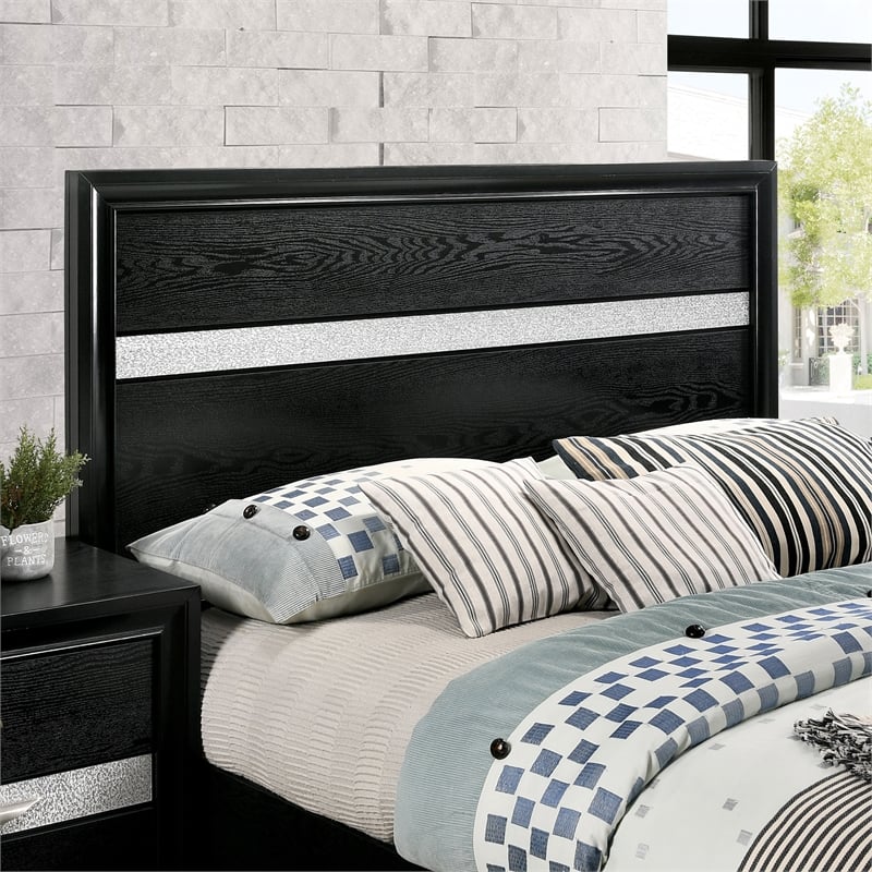 FOA Laren 3-Piece Black Wood Bedroom Set - Queen + Nightstand + Chest