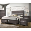 FOA Laren Contemporary 3-Piece Gray Wood Bedroom Set - King + 2 Nightstands