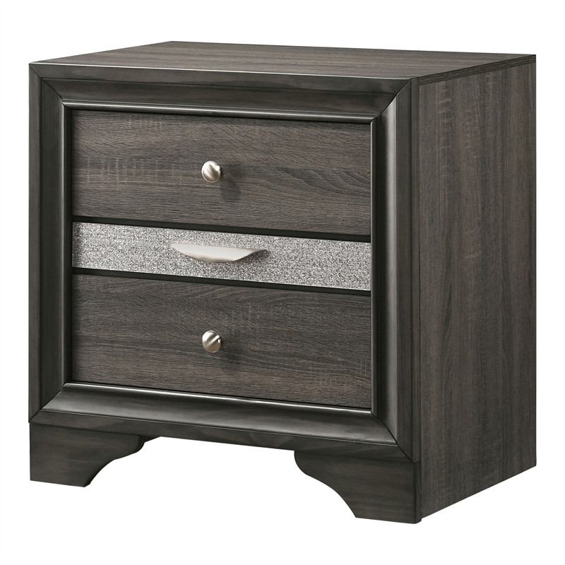FOA Laren 3-Piece Gray Wood Bedroom Set - Queen + Nightstand + Chest