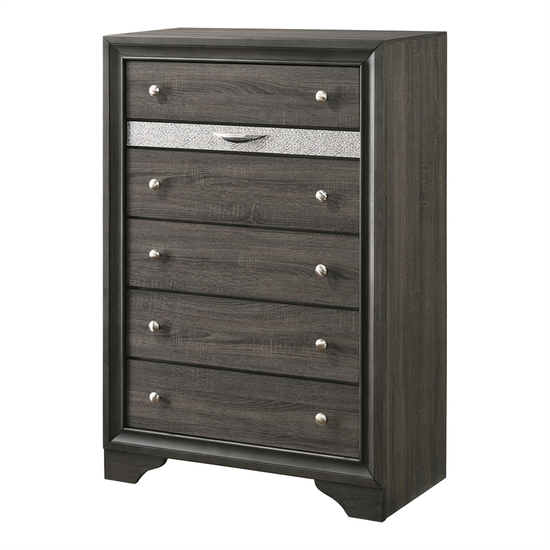 FOA Laren 3-Piece Gray Wood Bedroom Set - Queen + Nightstand + Chest