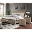 FOA Frigga Transitional 3-Piece Gray Wood Bedroom Set - Cal King + 2 Nightstands
