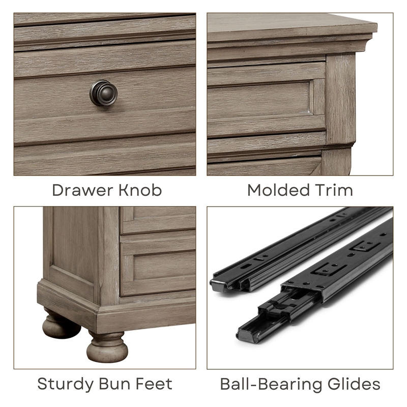 FOA Frigga Transitional 3-Piece Gray Wood Bedroom Set - Cal King + 2 Nightstands