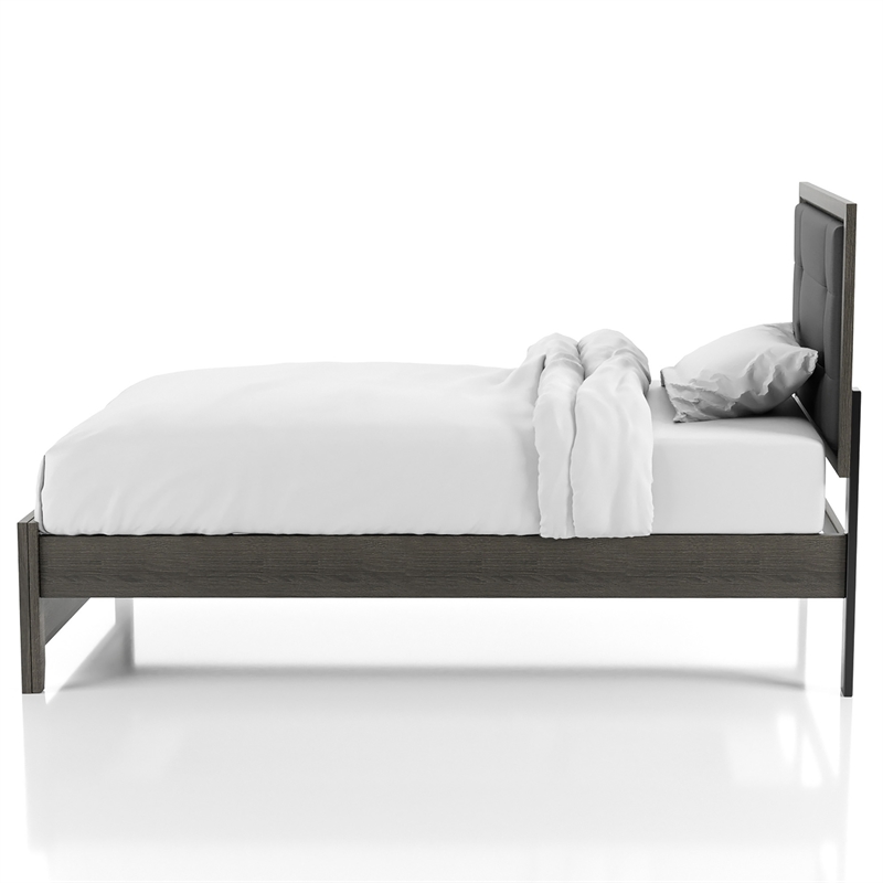 FOA Livorn 4-Piece Gray Wood Bedroom Set - Full + Nightstand + Dresser + Mirror