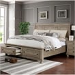 FOA Frigga Transitional 3-Piece Gray Wood Bedroom Set - King + 2 Nightstands