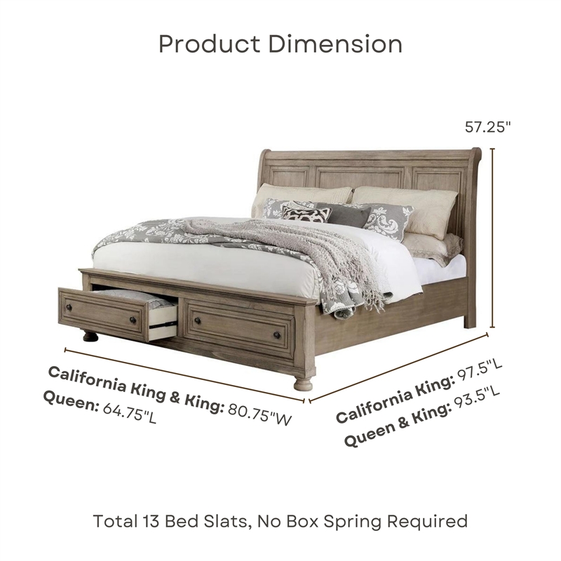 FOA Frigga Transitional 3-Piece Gray Wood Bedroom Set - Queen + 2 Nightstands