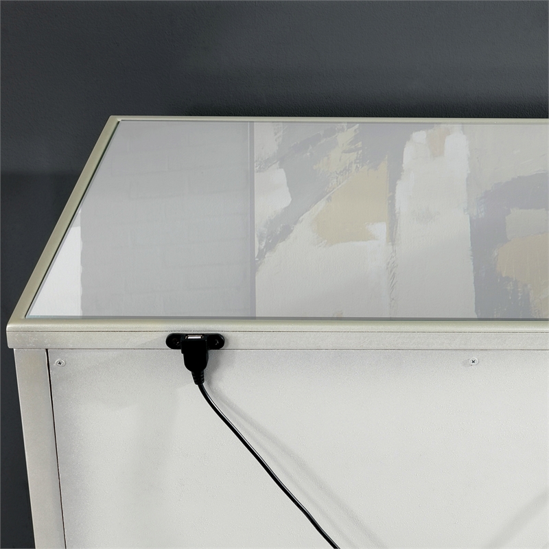 FOA Gavvi Glam 3-Piece Silver Wood Bedroom Set - Cal King + Nightstand + Dresser