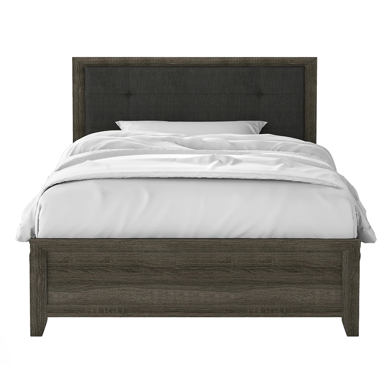 FOA Livorn 5pc Gray Wood Bedroom Set - Full + 2 Nightstands + Dresser + Mirror
