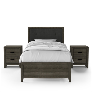 furniture of america livorn 3-piece gray wood bedroom set 2 nightstands