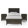 Furniture of America Livorn 3-Piece Gray Wood Bedroom Set - Twin + 2 Nightstands