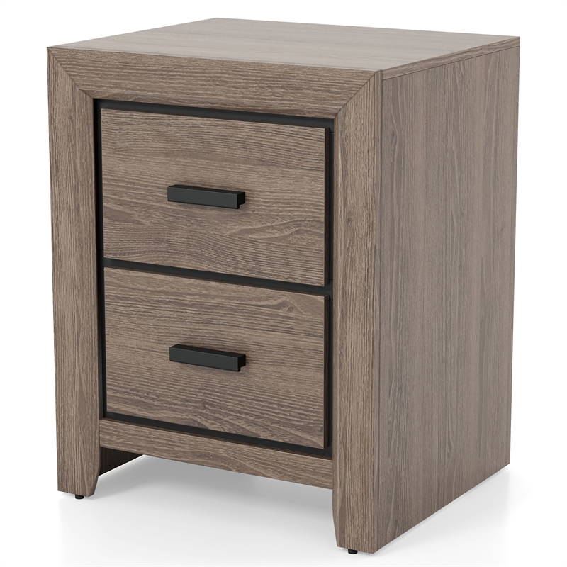 FOA Livorn 3-Piece Gray Wood Bedroom Set - Twin + Nightstand + Trundle