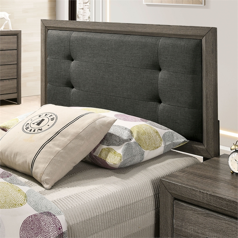 FOA Livorn 3-Piece Gray Wood Bedroom Set - Twin + Nightstand + Trundle