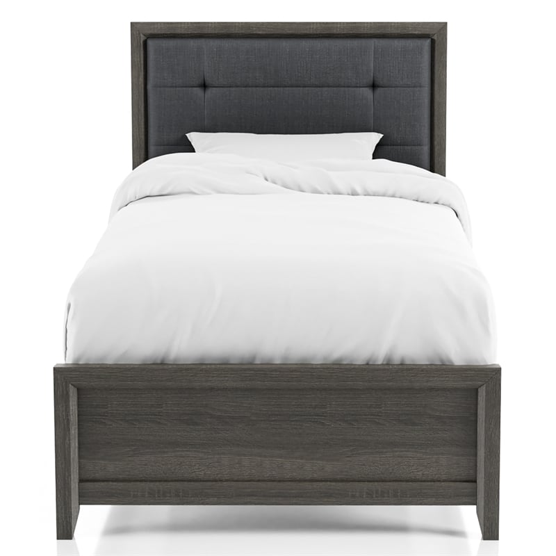 FOA Livorn 4-Piece Gray Wood Bedroom Set - Twin + Nightstand + Dresser + Mirror