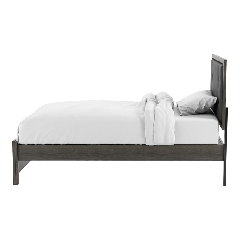 FOA Livorn 5pc Gray Wood Bedroom Set - Twin + 2 Nightstands + Dresser + Mirror