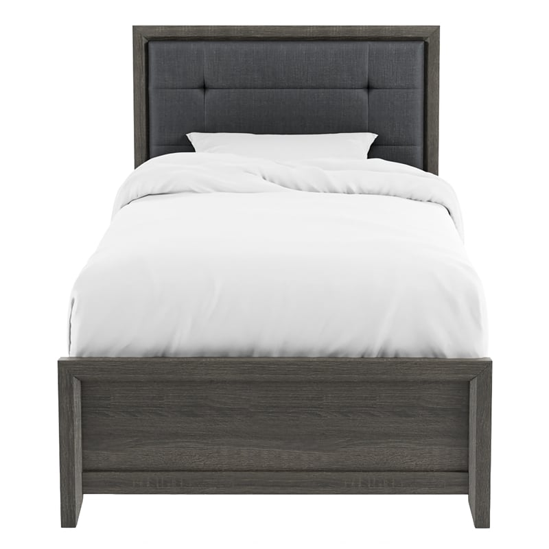 FOA Livorn 5pc Gray Wood Bedroom Set - Twin + 2 Nightstands + Dresser + Mirror