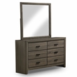 FOA Livorn 5pc Gray Wood Bedroom Set - Twin + 2 Nightstands + Dresser + Mirror