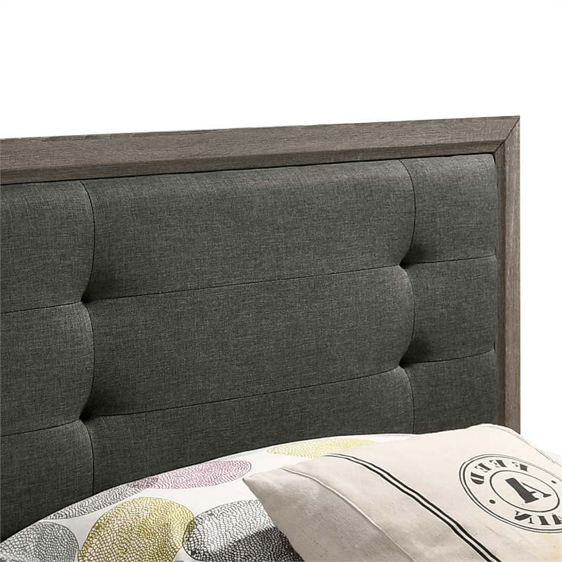 FOA Livorn 5pc Gray Wood Bedroom Set - Twin + 2 Nightstands + Dresser + Mirror