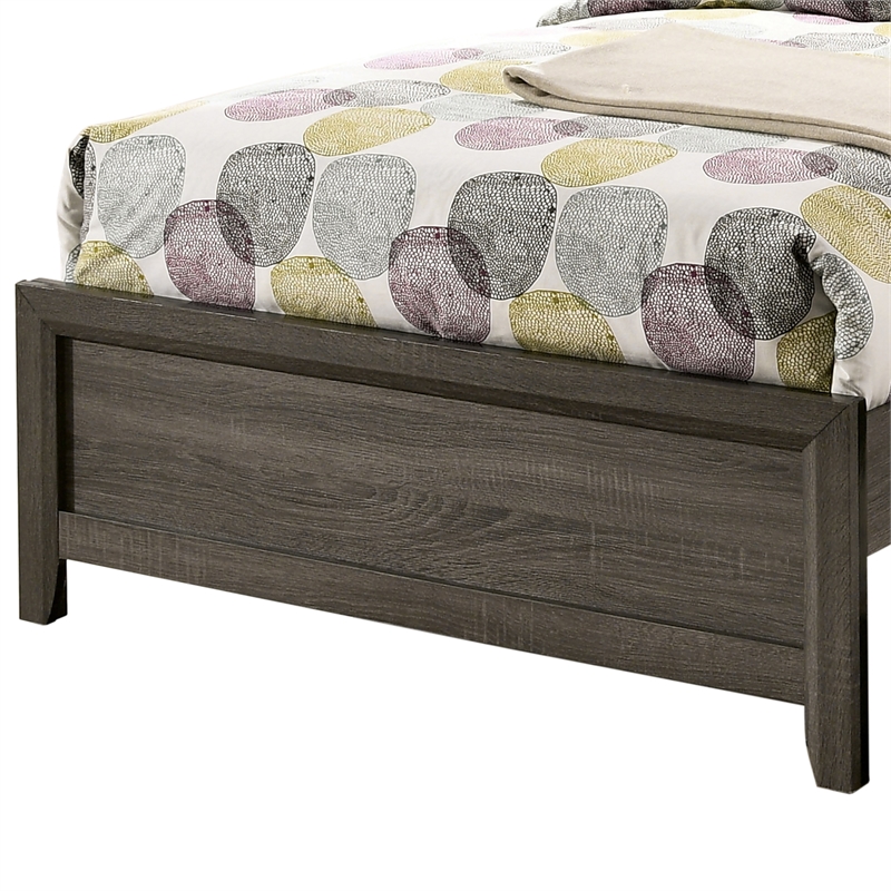 FOA Livorn 5pc Gray Wood Bedroom Set - Twin + 2 Nightstands + Dresser + Mirror