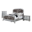 FOA Pappa Glam 3-Piece Silver Wood Bedroom Set - Cal King + Nightstand + Chest