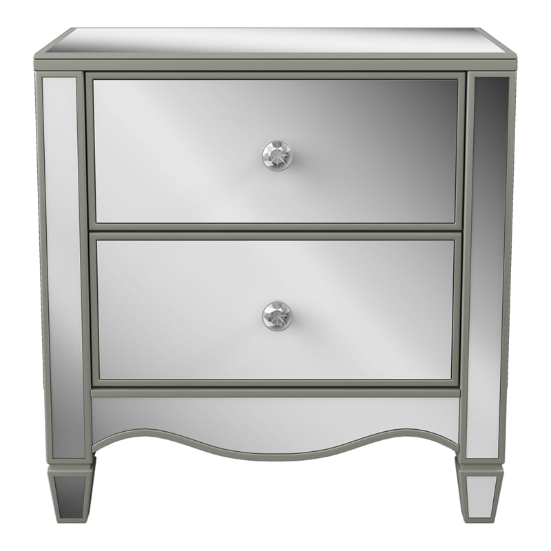 FOA Gavvi Glam 3-Piece Silver Wood Bedroom Set - Queen + Nightstand + Dresser