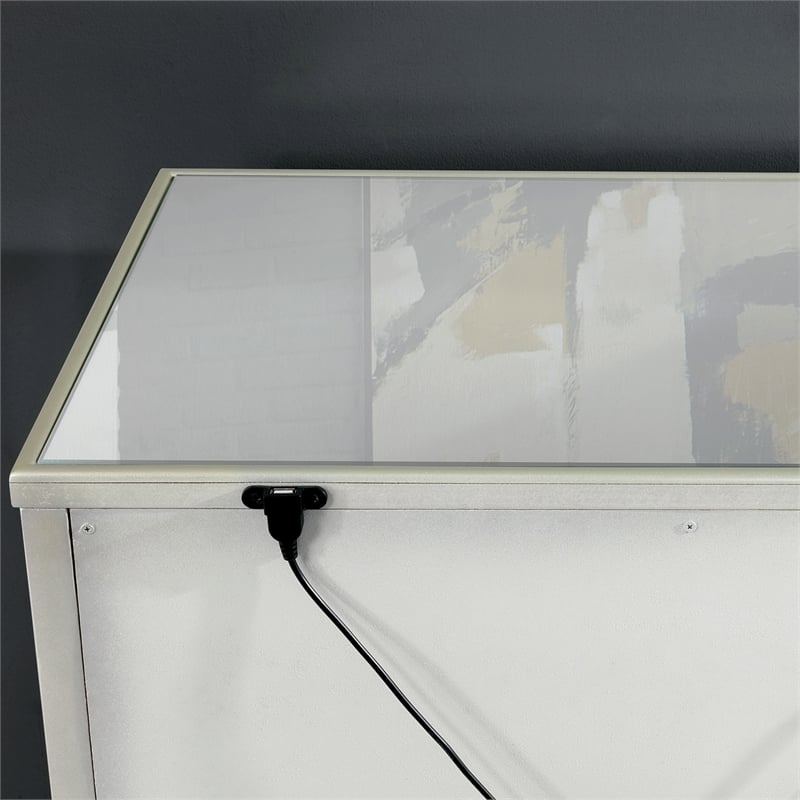 FOA Gavvi Glam 3-Piece Silver Wood Bedroom Set - Queen + Nightstand + Dresser