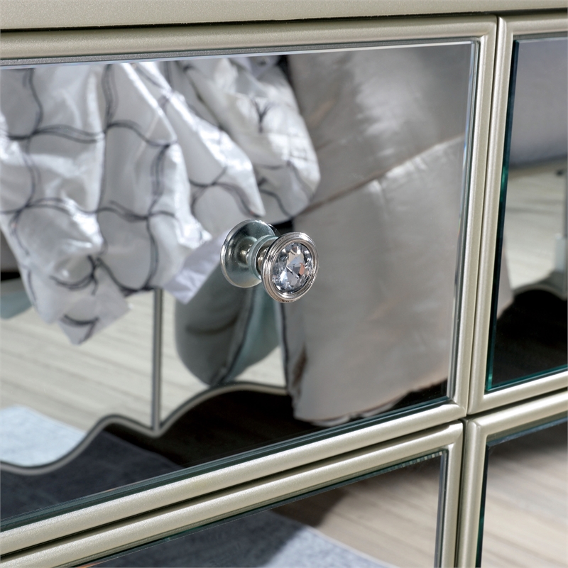 FOA Gavvi Glam 3-Piece Silver Wood Bedroom Set - Queen + Nightstand + Dresser